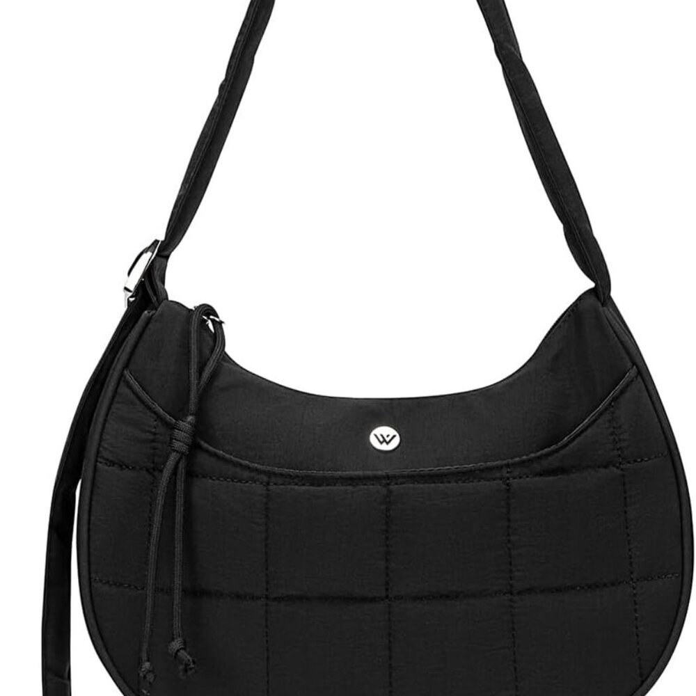 Puffer Crescent Shoulder Bags for Women Puffy Quilted Handbags, Nylon Shoulder P
